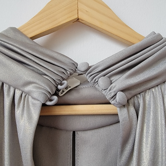 Cocktail Metallic Silver Midi Dress - Picture 13 of 14